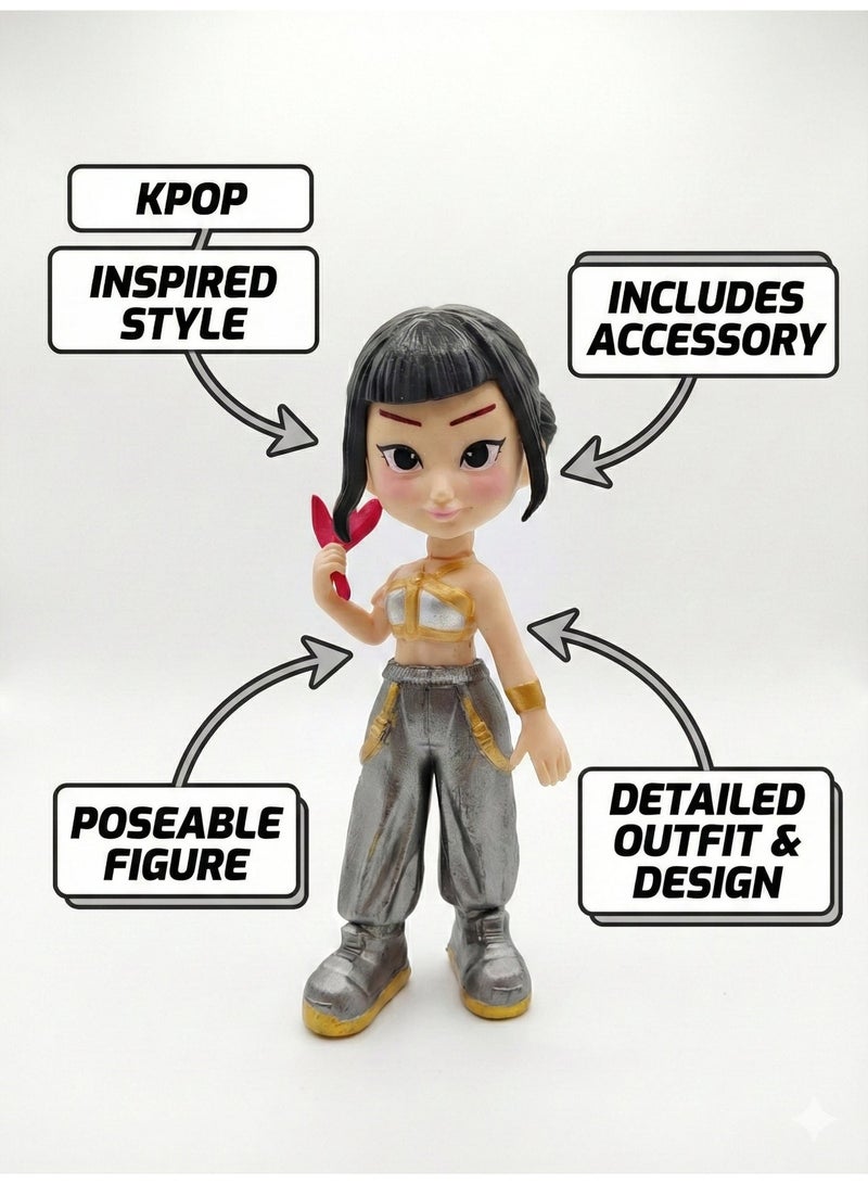 REZZOSS K-Pop Demon Hunters Collectible Figure 15cm – Stylish Anime Action Doll (Rumi/Mira/Zoey) | Streetwear Fashion Girl Group Toy | Non-Toxic Vinyl Statue for Kids & Fans | Birthday Eid Ramadan Gift - Image 3